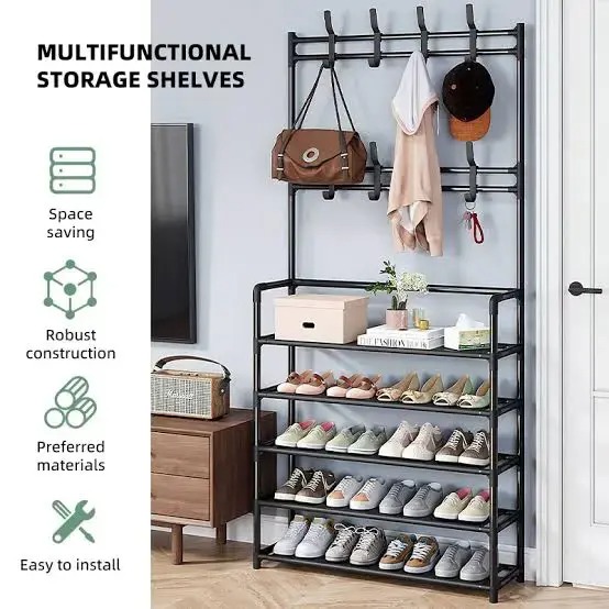 Multi purpose 5 tier shoe rack organizer